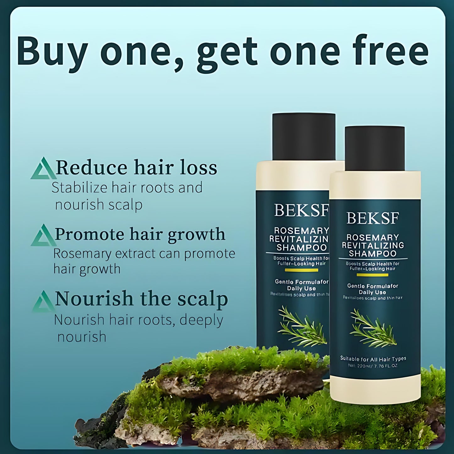 【Buy 1 Get 1 Free】BEKSF Anti-hair loss shampoo oil control anti-dandruff hair care rosemary repair reduce hair loss scalp cleansing conditioner 220ML Korean Haircare Moisture Cleanser Hydrate Moisturizer Moisturizing Hydrating